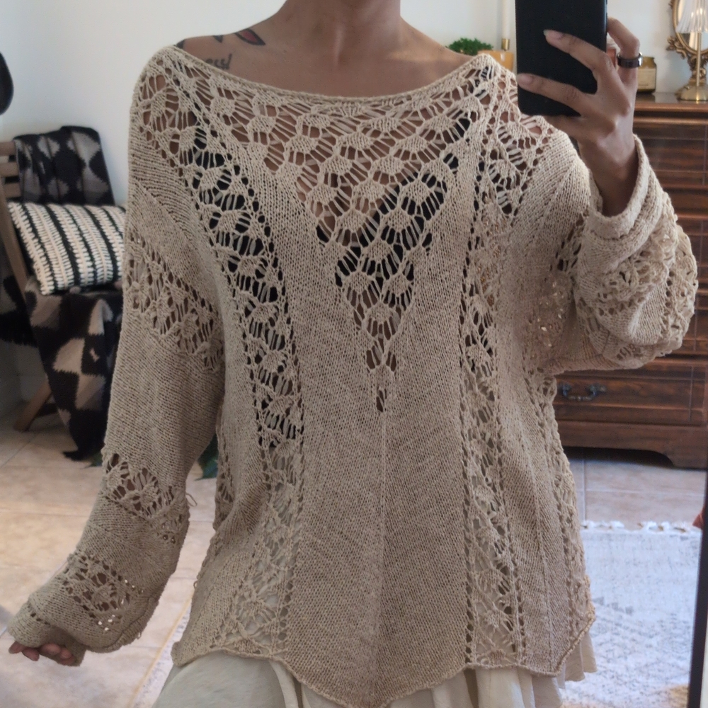 Cream Textured Sweater